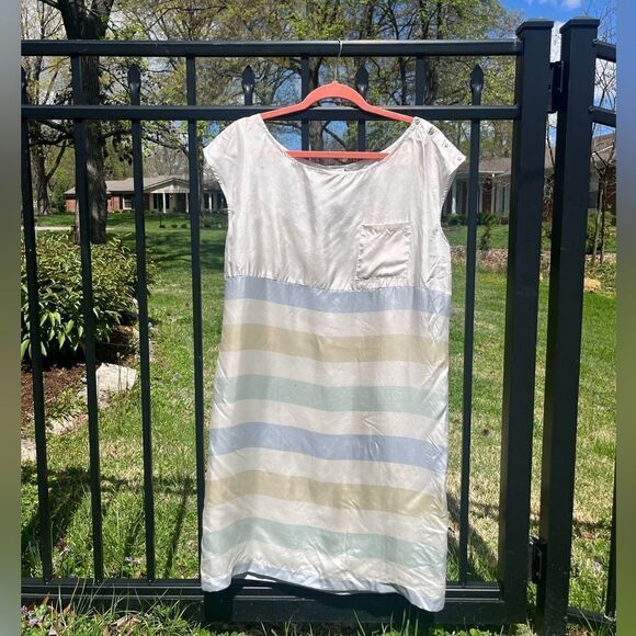 Anthropologie Odille 100% Silk Shore House Striped Dress NWT - Picture 7 of 8